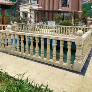 柳州黄金麻花岗岩石材栏杆，扶手，将军柱，花瓶柱