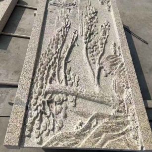 柳州 黄金麻雕刻板浮雕迎客松