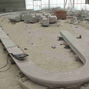 柳州 芝麻白花岗岩弧形花坛石，坐凳石