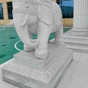 柳州 白麻花岗岩动物异形石雕-大象