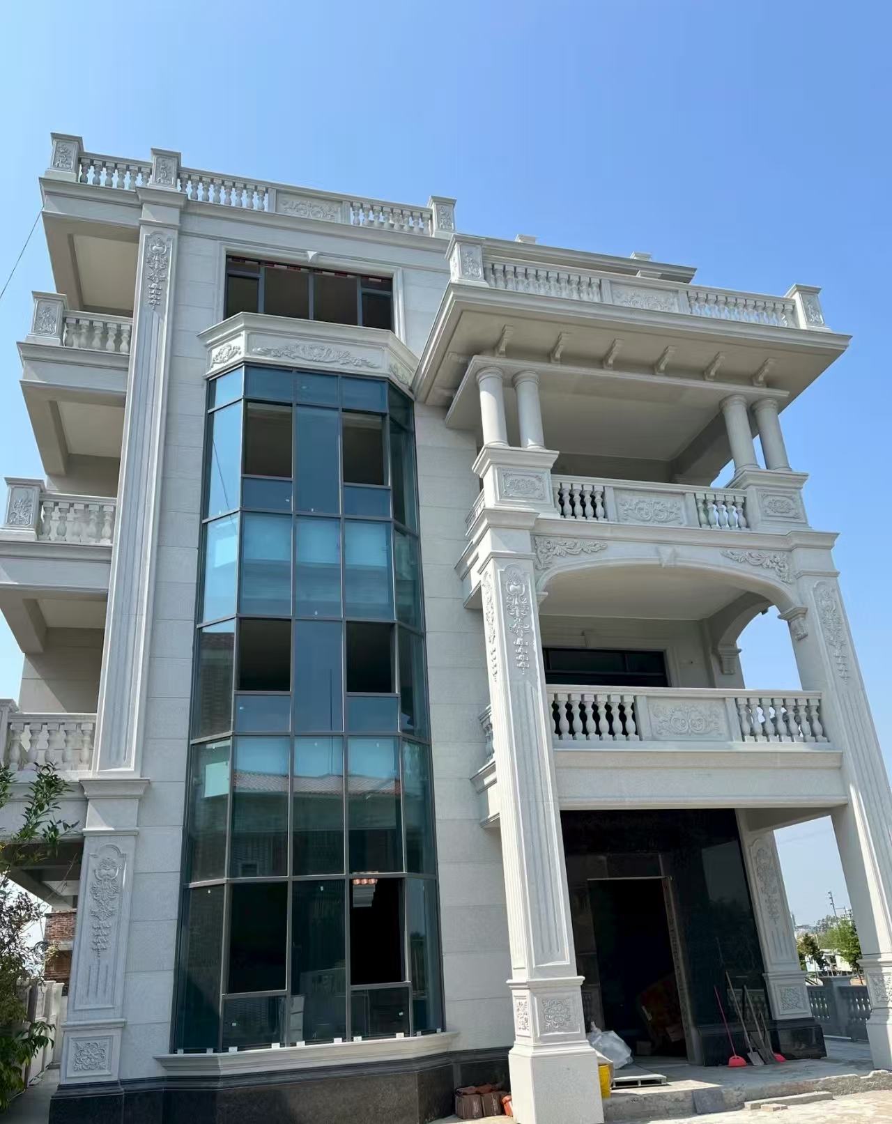 柳州 白麻花岗岩别墅外墙干挂效果展示