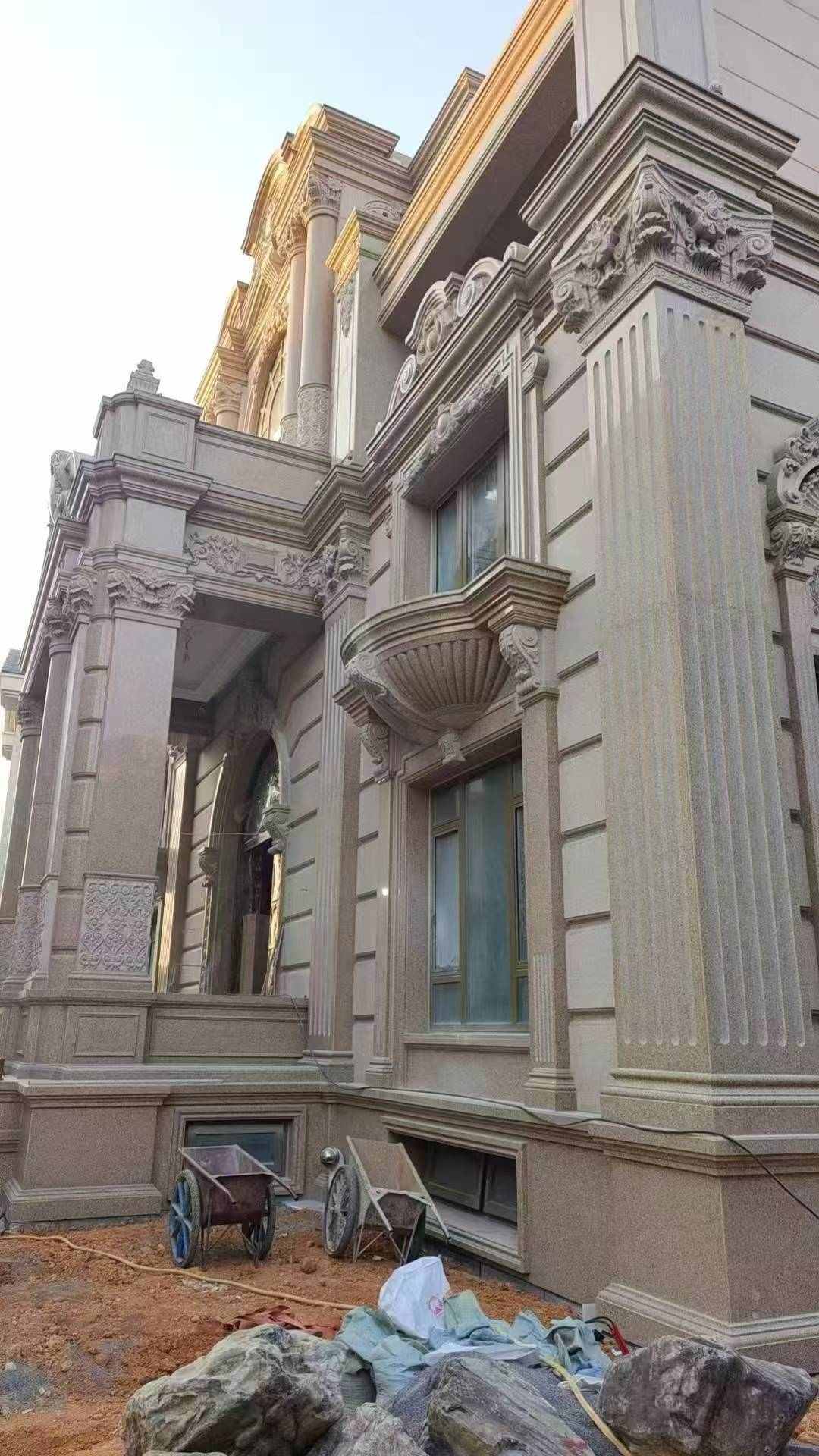 柳州 黄金麻花岗岩光面别墅外墙干挂施工完成